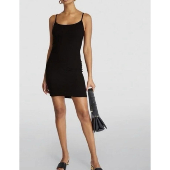 SKIMS Soft Lounge Ribbed Mini Slip Dress Onyx Black S Stretch Comfy Soft - Picture 1 of 9